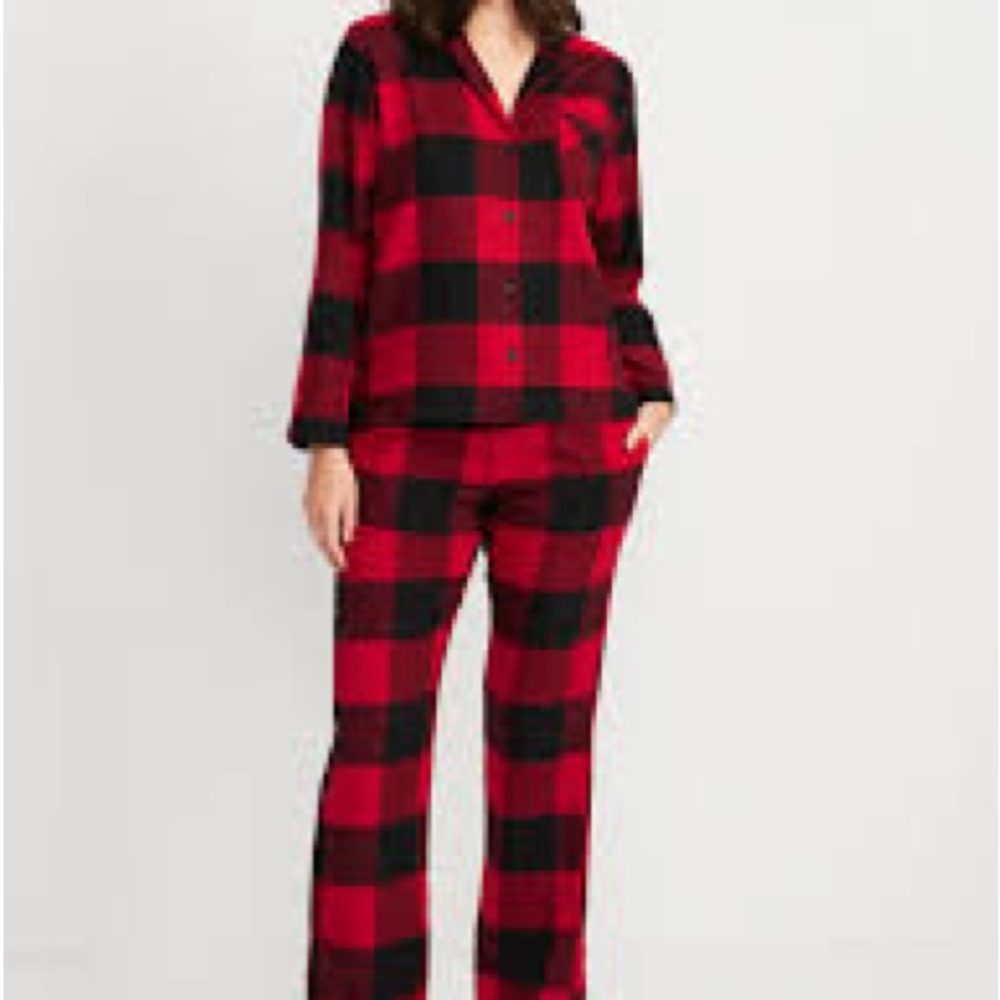 2 Pc Red and Black Plaid Pajama Set
